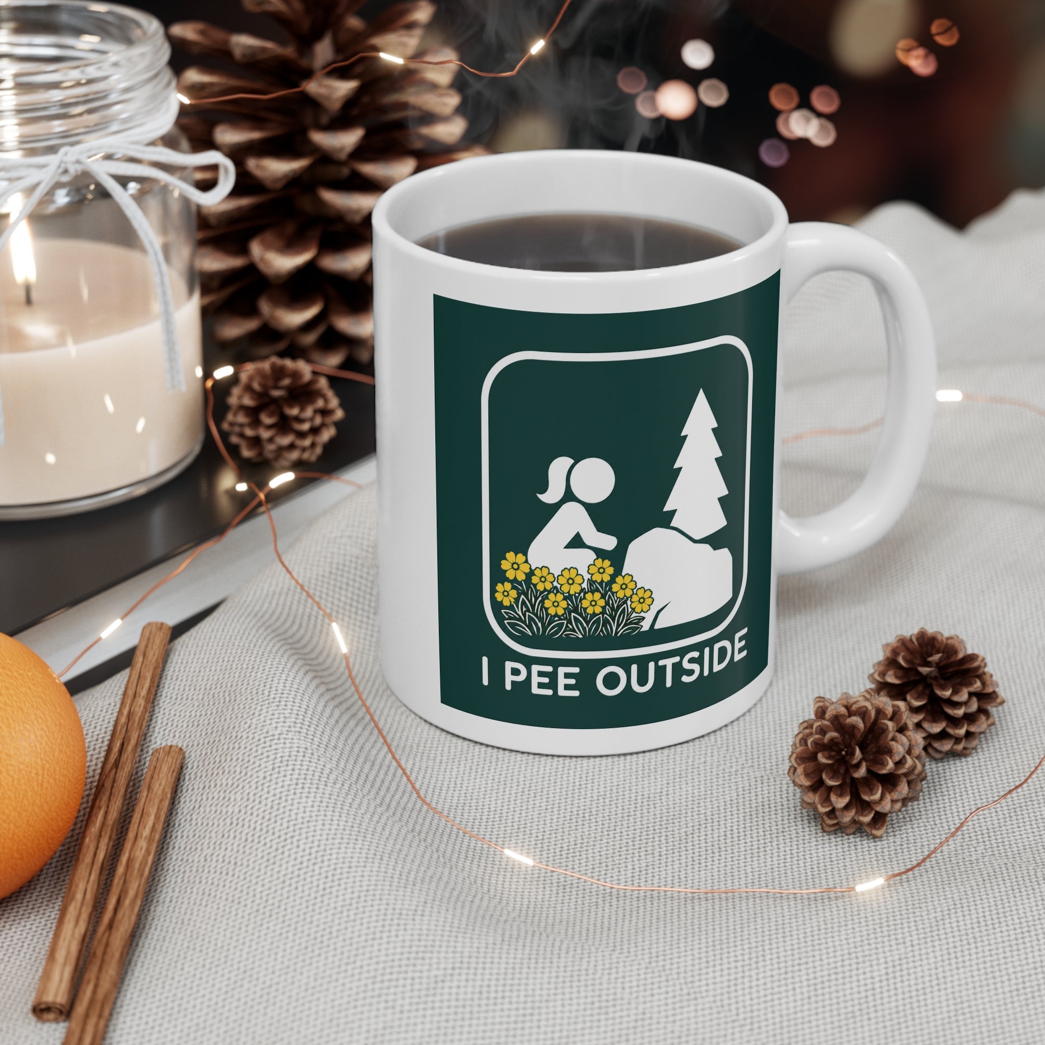 I Pee Outside Mug | Camping Funny Nature Logo, Outdoor Humor 11oz
