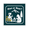Sticker 3"x 3" Man or Bear? camping scene Kiss-Cut Stickers