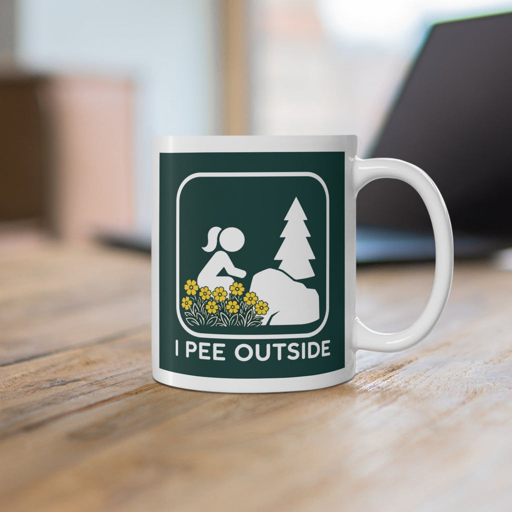 I Pee Outside Mug | Camping Funny Nature Logo, Outdoor Humor 11oz