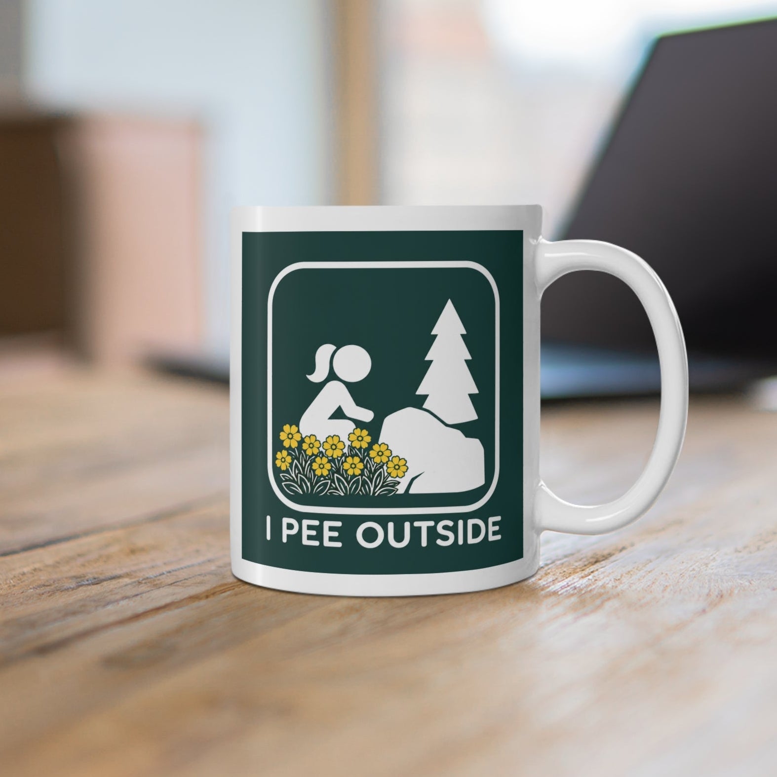 I Pee Outside Mug | Camping Funny Nature Logo, Outdoor Humor 11oz